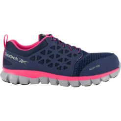 REEBOK WORK Women's Sublite Cushion Work Alloy Toe Athletic Oxford Sneakers, Navy/Pink -Sorel Shop 2047777 402 alt1