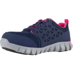 REEBOK WORK Women's Sublite Cushion Work Alloy Toe Athletic Oxford Sneakers, Navy/Pink -Sorel Shop 2047777 402 alt3
